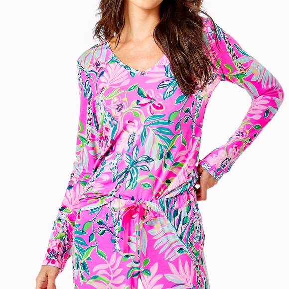 Pj knit ls top plumeria pink I’m feline fine knit - Picture 1 of 1